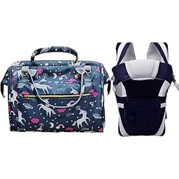 tip 'n' top Baby Diaper Travelling Handbag with Insulated Bottle Pockets and 3 in 1 Carrying Style Baby Carrier with Diaper Handbag Combo (Navy Blue)-picture-29