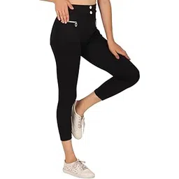 tipkoo Women's Solid Black Stylish Pocket Chain Jegging-picture-22