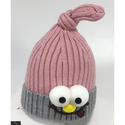 Tipy Tipy Tap Eyes Applique Detailed Knotted Cap - Pink-picture-27