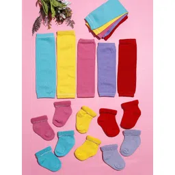 TIPY TIPY TAP Kids Pack Of 10 Solid Cotton Above Knee-Length Socks-picture-35