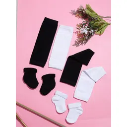 TIPY TIPY TAP Kids Pack of 4 Black & White Socks with Leg Covers-picture-21