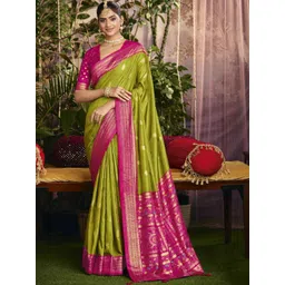 TIRA Ethnic Motifs Zari Silk Blend Handloom Patola Saree-picture-24