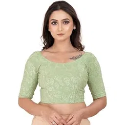 Women's Braso Cotton Half Sleeve Blouse for Women | Stylish Leaf Pattern Solid Color Blouse for Women and Girl's-image-10