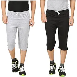 tirupur guidefashion Men's Regular Fit Three Fourth Capri(Pack of 2)(2COMBO_CP_044_GRAYY_Black_M)-picture-37