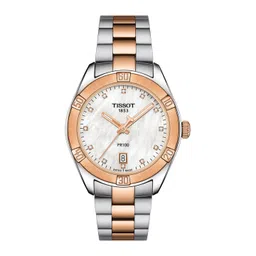 TISSOT Women White PR 100 Sport Chic Swiss Mother of Pearl Diamond Studded Watch T1019102211600-picture-27