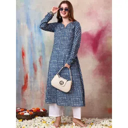 Tissu Geometric Printed V-Neck Pure Cotton Straight Kurta With Trouser-picture-22