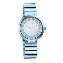 titan Quartz Analog Blue Dial Stainless Steel Strap Watch for Women-NS95162QM02 image 5