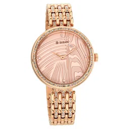 Titan Animalia Quartz Analog Dial Rose Gold Stainless Steel Strap Watch For Women-picture-31