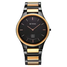 Titan Edge Ceramic Quartz in Midnight Gold with Black Dial Watch for Men-picture-14