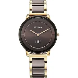 Titan Edge Melange Ladies Quartz Analog Brown Dial Brown Stainless Steel Strap Watch for Women - 2777KD01-image-37