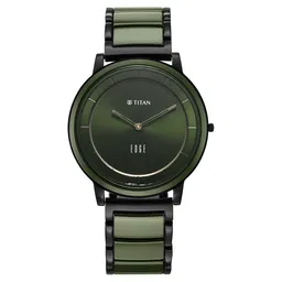 Titan Edge Melange Slim Steel & Ceramic Strap Green Dial Analog Watch For Men-picture-29