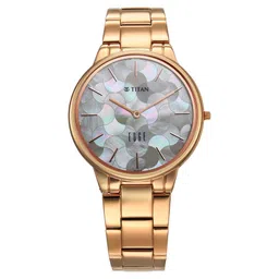 Titan Edge Metal Ladies Allure Quartz Analog Mother Of Pearl Dial Rose Gold Stainless Steel Strap Watch For Women-image-43
