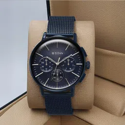 Titan Light leathers Multifunction Anthracite Dial Stainless Steel Strap Watch For Men-image-34