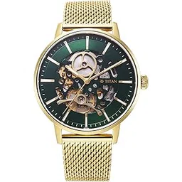 Titan Mechanical Slimline Green Dial Mechanical Stainless Steel Strap Analog Watch for Men-NS90159YM01/NT90159YM01-picture-36