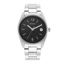 Titan Men Black Brass Dial & Silver Toned Stainless Steel Bracelet Style Straps Analogue Watch-picture-23