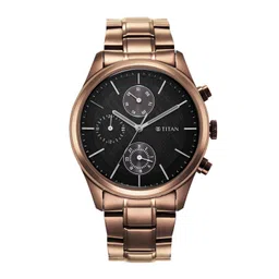 Titan Men Black Dial & Brown Stainless Steel Straps Analogue Multi Function Watch 1805QM04-picture-26