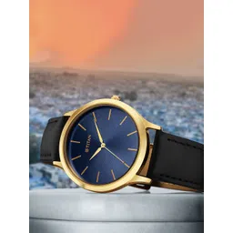 Titan Men Blue Brass Dial & Black Leather Straps Analogue Watch 1825YL05-Black Colour-image-26