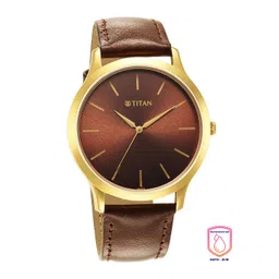 Titan Men Brown Brass Dial & Brown Leather Straps Analogue Watch-picture-20