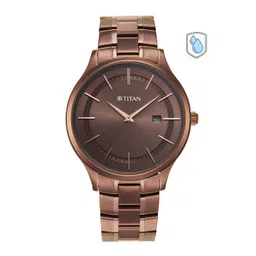 Titan Men Brown Dial & Gunmetal Toned Stainless Steel Bracelet Style Straps Analogue Watch-picture-18