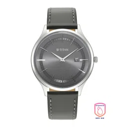 Titan Men Gunmetal-Toned Dial & Green Leather Straps Analogue Watch 90142SL01-picture-26