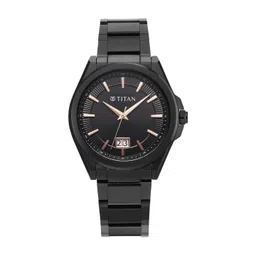 Titan Men's Classique Big Date Quartz Black Round Dial Watch - 90219NM01-picture-32
