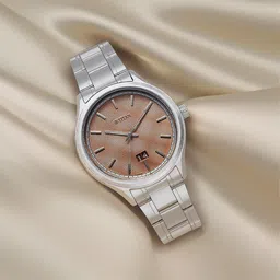 Titan Palette Of Time Quartz Analog with Date Orange Dial Stainless Steel Strap Watch For Men-picture-32