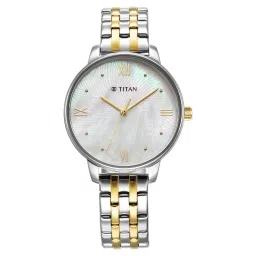 Titan Purple Style Up Quartz Analog Mother Of Pearl Dial Stainless Steel Strap Watch for Women-picture-16