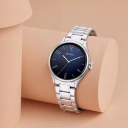 Titan Quartz Analog Blue Dial Stainless Steel Strap Watch for Men-picture-12