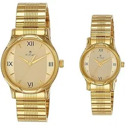 Titan Quartz Analog Champagne Dial Metal Strap Watch for Couple-NR15802490YM02P/NT15802490YM02-picture-45