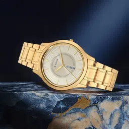 Titan Quartz Analog with Day and Date Yellow Dial Metal Strap Watch for Men-image-16