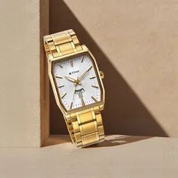 Titan Regalia Opulent Quartz Analog with Day and Date White Dial Golden Metal Strap Watch For Men-picture-12