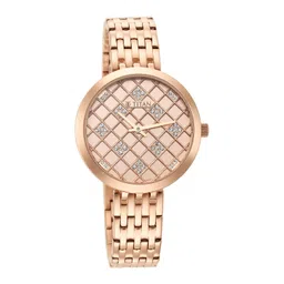 Titan Woman Rose Gold-Toned Dial & Rose Gold Toned Stainless Steel Bracelet Style Watch-picture-11