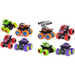 titirangi 4 Pack 4WD Monster Truck Cars, Push and Go Toy pack of 8-picture-5