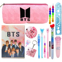 titirangi BTS Stationery Set for Girls BTS Return Gifts for Birthday for Kids Stationery A5 Notebook Set for Kids BTS Theme Return Gift Items for Boys Pencil Box with All Stationary 80 Pages-picture-2