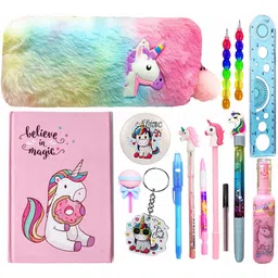 titirangi Unicorn Stationery Set for Girls Unicorn Return Gifts for Birthday Parties for Kids Stationery Set for Kids Return Gift for Girl Pencil Box with All Stationary Art Canvas Pencil Box-picture-3