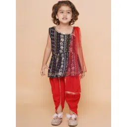 Titrit Girls Ethnic Motifs Printed Regular Gotta Patti Kurti with Dhoti Pants & With Dupatta-picture-51