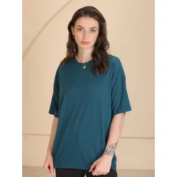 TITTLI Women Extended Sleeves Pure Cotton Pockets Boxy T-shirt-image-37