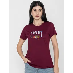 TITTLI Women Typography Printed Pure Cotton Pockets T-shirt-image-31