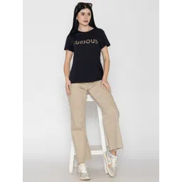 TITTLI Women Typography Pure Cotton T-shirt-image-7