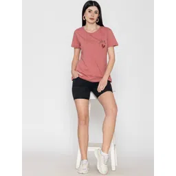 TITTLI Women V-Neck Pure Cotton Pockets T-shirt-image-28