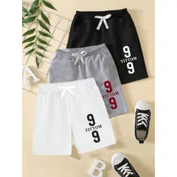 TITTOM Kids Pack of 3 Printed Pure Cotton Regular Fit Shorts-picture-54