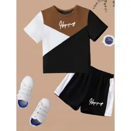 TITTOM Unisex Kids Black & White Printed T-shirt With Shorts-picture-48