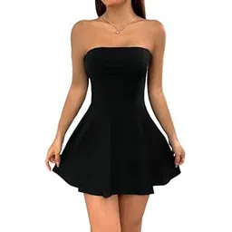 tivante Solid Tube Sleeveless Fit & Flare Mini Dress for Women-picture-41