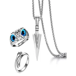 Tiyafashion Trendy arrow pendant necklace available in black and silver finish.-picture-28