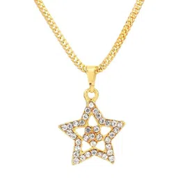 Tiyafashion Unisex Crystal Studded Star Shaped Pendant With Chain-picture-36