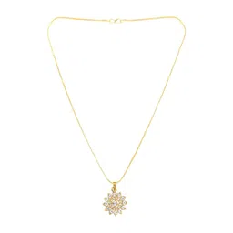 Tiyafashion Unisex Stainless Steel Crystal Studded Floral Shaped Pendant With Chain-picture-31