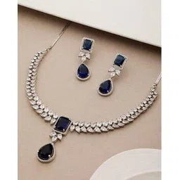 tiyara Women American-Diamond Studded Stud Necklace & Earrings Set-picture-30