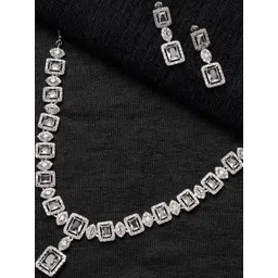 TIYARA Women White Crystals Silver-Plated Ethnic S Hook Jewellery Set-picture-31