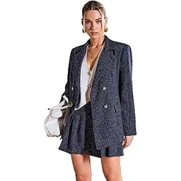 tj fashion Women’s 3-Piece Cotton Blend Blazer, Mini Skirt & White Waistcoat | Stylish Formal Co-ord Set for Office, Business Meetings & Workwear-Blue-picture-13