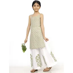 TJORI Girls Ethnic Motifs Printed Pure Cotton Straight Kurta with Palazzos-picture-38
